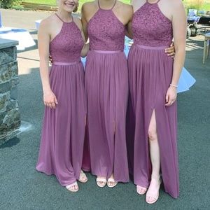 David's Bridal Open-Back Lace and Mesh Bridesmaid